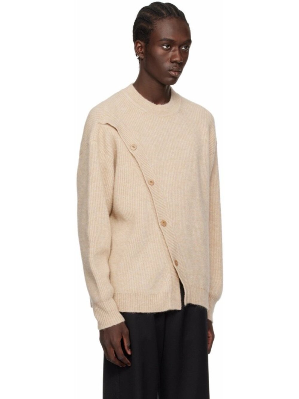 NWT Jacquemus Le Cardigan Pau Beige Sweater Sz XL Alpaca Wool Blend